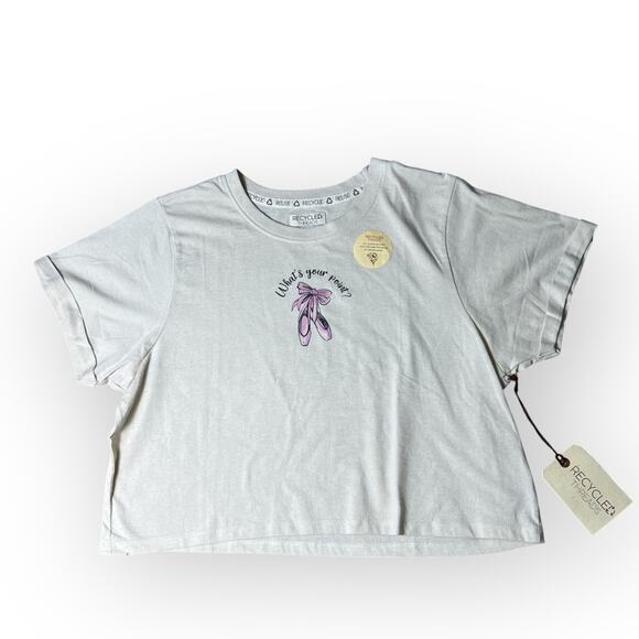 Recycled Threads new girls boxy crop ballet graphic tee - Picture 1 of 4